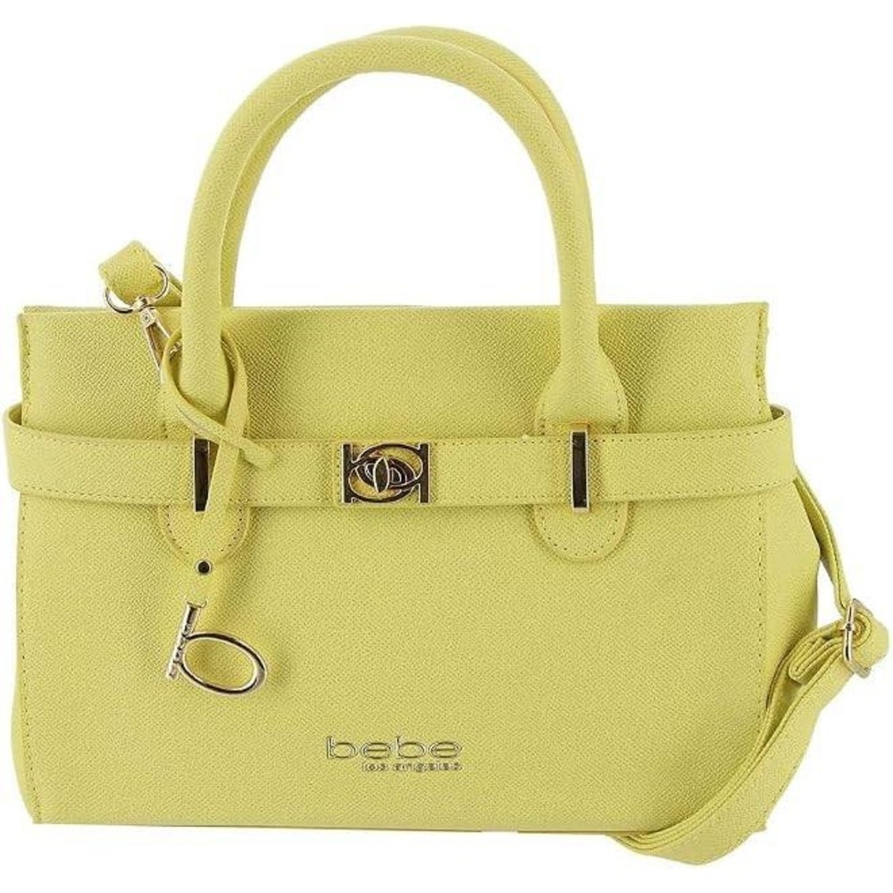 Bebe Womens Evie Satchel Crossbody Bag Handbag Gold Hardware Blonde New